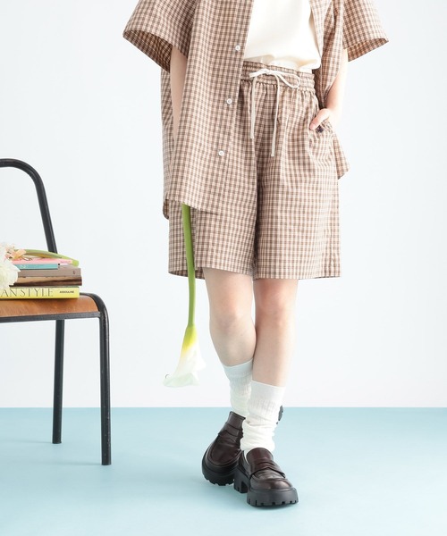 RAGEBLUE(レイジブルー)の「<POLO BCS/ポロ・ビーシーエス>別注/チェックイージーショートパンツ(その他パンツ・レディース・ブラック/その他23/ベージュ・FREE)」の4枚目の写真