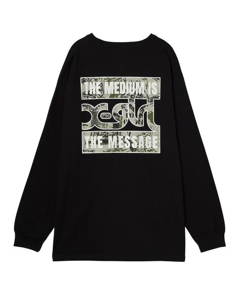 X-girl(エックスガール)の「BRUSHED COLLAGE GRAPHIC LOGO L/S BIG TEE DRESS(ワンピース・レディース・ブラック/ホワイト・M/S)」の10枚目の写真