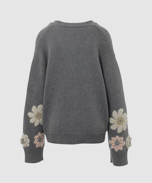 GANNI(ガニー)の「Cotton Cashmere Flower Cardigan(カーディガン/ボレロ・レディース・グレー系その他・M)」の2枚目の写真