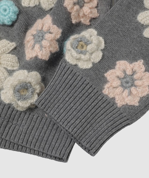 GANNI(ガニー)の「Cotton Cashmere Flower Cardigan(カーディガン/ボレロ・レディース・グレー系その他・M)」の7枚目の写真
