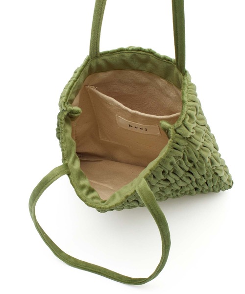 beej（ビージ）の「(beej)Gathered velour bag（トートバッグ・レディース・グリーン/ブルー・ONE SIZE）」の5枚目の写真