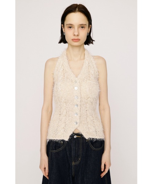 SLY（スライ）の「HALTER NECK KNIT VEST ホルターネックニットベスト 春服 夏服 サマーニット（ベスト・レディース・アイボリー/ブラック/マルチ・FREE）」の10枚目の写真