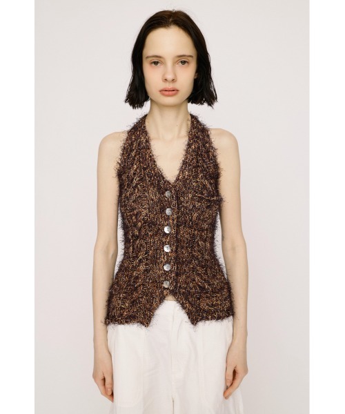 SLY（スライ）の「HALTER NECK KNIT VEST ホルターネックニットベスト 春服 夏服 サマーニット（ベスト・レディース・アイボリー/ブラック/マルチ・FREE）」の5枚目の写真