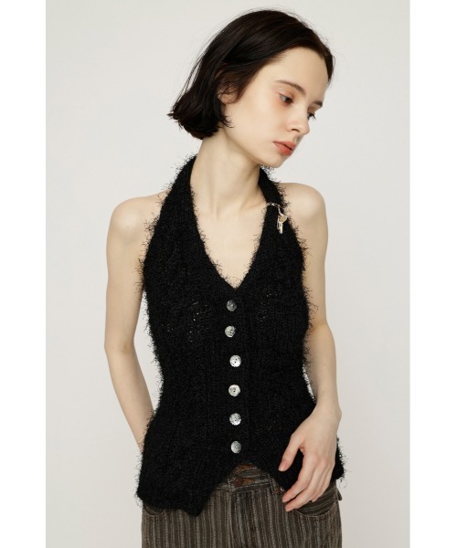 SLY（スライ）の「HALTER NECK KNIT VEST ホルターネックニットベスト 春服 夏服 サマーニット（ベスト・レディース・アイボリー/ブラック/マルチ・FREE）」の15枚目の写真