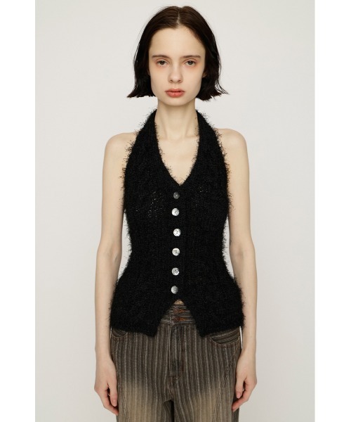SLY（スライ）の「HALTER NECK KNIT VEST ホルターネックニットベスト 春服 夏服 サマーニット（ベスト・レディース・アイボリー/ブラック/マルチ・FREE）」の18枚目の写真
