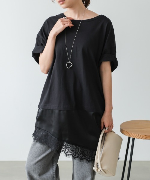 Bab（バブ）の「裾レースドッキングカットソー（Tシャツ/カットソー・レディース・オフホワイト/ブラック・FREE）」の15枚目の写真