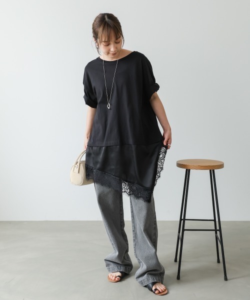 Bab（バブ）の「裾レースドッキングカットソー（Tシャツ/カットソー・レディース・オフホワイト/ブラック・FREE）」の17枚目の写真