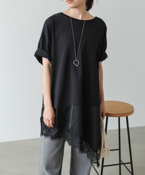Bab（バブ）の「裾レースドッキングカットソー（Tシャツ/カットソー・レディース・オフホワイト/ブラック・FREE）」の18枚目の写真