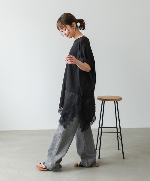 Bab（バブ）の「裾レースドッキングカットソー（Tシャツ/カットソー・レディース・オフホワイト/ブラック・FREE）」の19枚目の写真