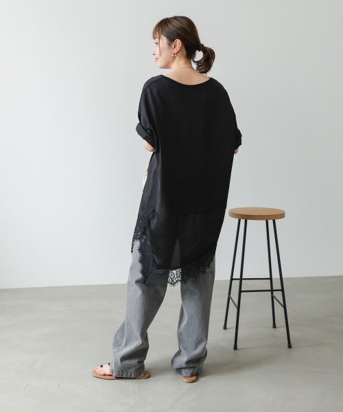 Bab（バブ）の「裾レースドッキングカットソー（Tシャツ/カットソー・レディース・オフホワイト/ブラック・FREE）」の22枚目の写真