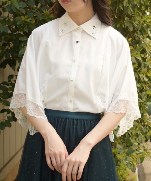 axes femme(アクシーズファム)の「ケープ風袖ブラウス(シャツ/ブラウス・レディース・ブルー/ホワイト/ピンク・FREE)」の7枚目の写真