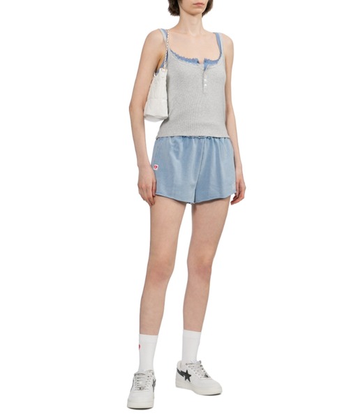 A BATHING APE(アベイシングエイプ)の「APEE LOGO SWEAT SHORTS(スウェットパンツ・レディース・サックスブルー/ピンク・MEDIUM/SMALL/X-SMALL)」の5枚目の写真