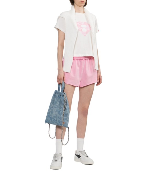 A BATHING APE(アベイシングエイプ)の「APEE LOGO SWEAT SHORTS(スウェットパンツ・レディース・サックスブルー/ピンク・MEDIUM/SMALL/X-SMALL)」の6枚目の写真