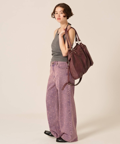 TINA:JOJUN(ティーナジョジュン)の「花柄 ルーズ カラー デニムパンツ TINA:JOJUN(デニムパンツ・レディース・パープル/カーキ・M/S)」の8枚目の写真
