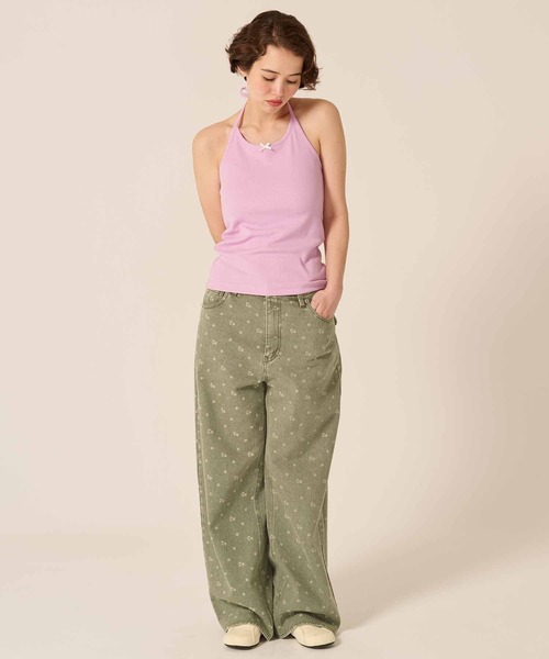 TINA:JOJUN(ティーナジョジュン)の「花柄 ルーズ カラー デニムパンツ TINA:JOJUN(デニムパンツ・レディース・パープル/カーキ・M/S)」の21枚目の写真