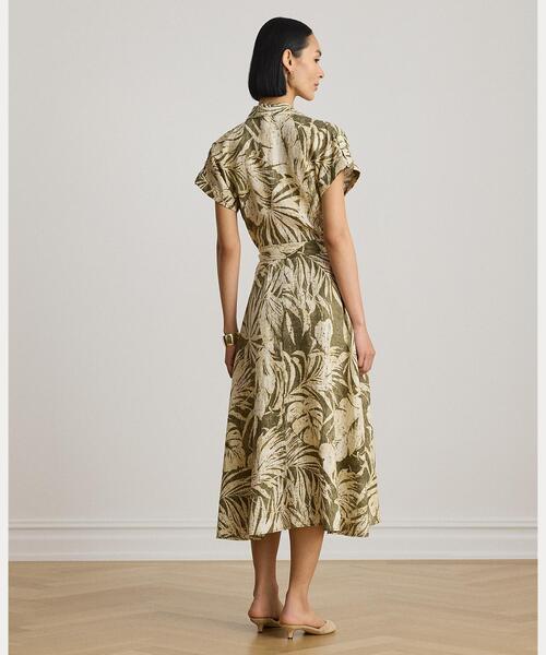 LAUREN RALPH LAUREN(ローレン ラルフ ローレン)の「パームフロンドプリント リネン キャンプ シャツドレス(シャツワンピース・レディース・グリーン系2・00/6/4/0/2)」の7枚目の写真