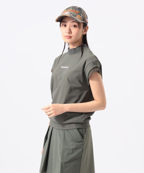 BEAMS GOLF(ビームスゴルフ)の「ORANGE LABEL / フレアスリーブ モックネックシャツ(スウェット・レディース・ネイビー/オリーブ/ホワイト・LARGE/MEDIUM/SMALL)」の2枚目の写真