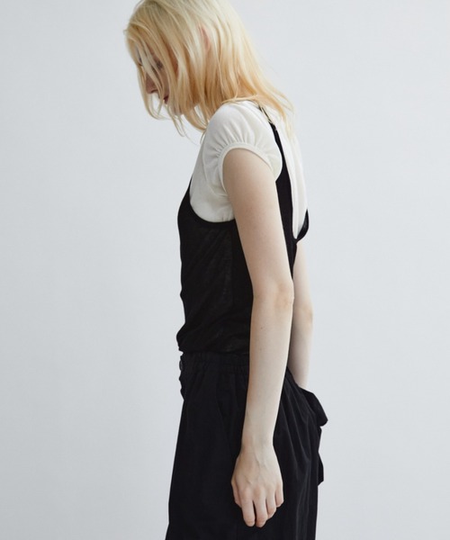 ANF.MUU(アンフムー)の「【ロゴプレート付き】フロッキーベロアフレンチスリーブT(Tシャツ/カットソー・レディース・ブラウン/グレー/オフホワイト/グリーン・FREE)」の5枚目の写真