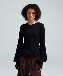 Y-3 WOOL CINCHED DRAPE LONG SLEEVE TEE