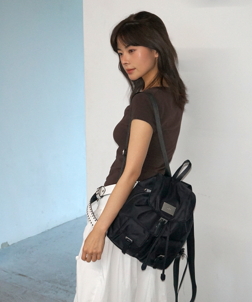 Salad bowls（サラダボール）の「SYMBOL NYLON MINI BACKPACK [BLACK]（バックパック/リュック・レディース・ブラック・FREE）」の6枚目の写真