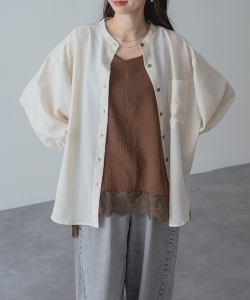 refinedworks（リファインドワークス）の「【refinedworks】UV対策 冷房対策 にも◎ シアーシャツ（シャツ/ブラウス・レディース・キャメル/アイボリー/チャコールグレー・FREE）」の8枚目の写真