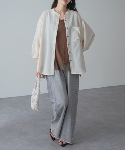 refinedworks（リファインドワークス）の「【refinedworks】UV対策 冷房対策 にも◎ シアーシャツ（シャツ/ブラウス・レディース・キャメル/アイボリー/チャコールグレー・FREE）」の16枚目の写真