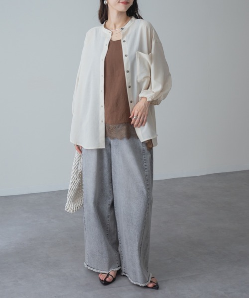 refinedworks（リファインドワークス）の「【refinedworks】UV対策 冷房対策 にも◎ シアーシャツ（シャツ/ブラウス・レディース・キャメル/アイボリー/チャコールグレー・FREE）」の17枚目の写真
