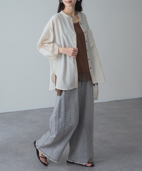 refinedworks（リファインドワークス）の「【refinedworks】UV対策 冷房対策 にも◎ シアーシャツ（シャツ/ブラウス・レディース・キャメル/アイボリー/チャコールグレー・FREE）」の18枚目の写真
