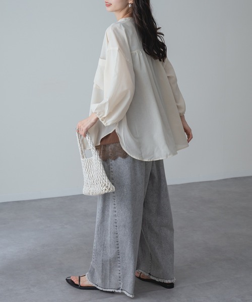 refinedworks（リファインドワークス）の「【refinedworks】UV対策 冷房対策 にも◎ シアーシャツ（シャツ/ブラウス・レディース・キャメル/アイボリー/チャコールグレー・FREE）」の19枚目の写真