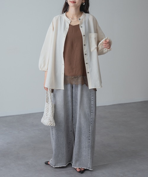 refinedworks（リファインドワークス）の「【refinedworks】UV対策 冷房対策 にも◎ シアーシャツ（シャツ/ブラウス・レディース・キャメル/アイボリー/チャコールグレー・FREE）」の21枚目の写真