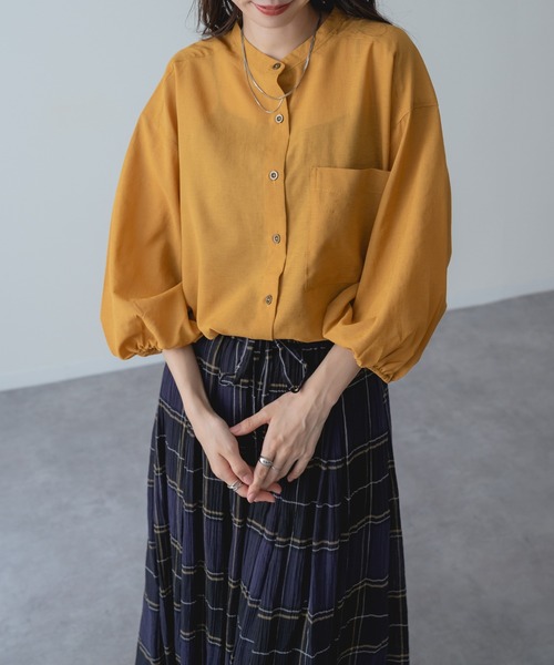 refinedworks（リファインドワークス）の「【refinedworks】UV対策 冷房対策 にも◎ シアーシャツ（シャツ/ブラウス・レディース・キャメル/アイボリー/チャコールグレー・FREE）」の9枚目の写真