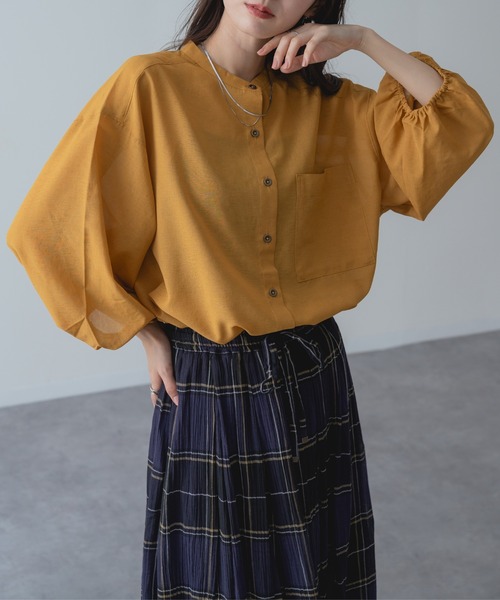 refinedworks（リファインドワークス）の「【refinedworks】UV対策 冷房対策 にも◎ シアーシャツ（シャツ/ブラウス・レディース・キャメル/アイボリー/チャコールグレー・FREE）」の10枚目の写真