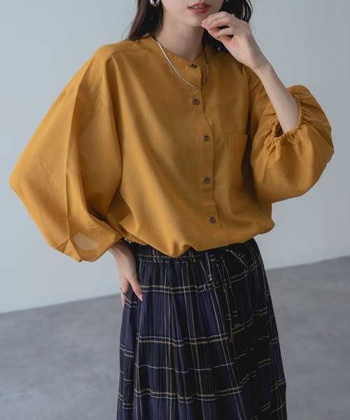 refinedworks（リファインドワークス）の「【refinedworks】UV対策 冷房対策 にも◎ シアーシャツ（シャツ/ブラウス・レディース・キャメル/アイボリー/チャコールグレー・FREE）」の11枚目の写真