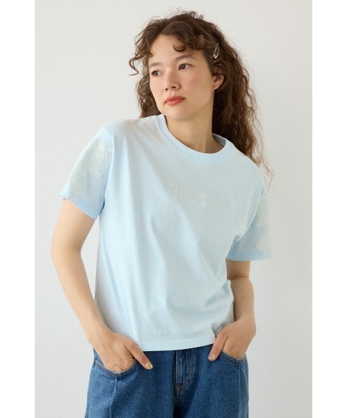 RODEO CROWNS WIDE BOWL(ロデオクラウンズワイドボウル)の「Ribon×Butterfly TEE(Tシャツ/カットソー・レディース・オフホワイト/パープル/ライトブルー/ブラック・SMALL/MEDIUM)」の3枚目の写真