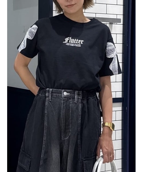 RODEO CROWNS WIDE BOWL(ロデオクラウンズワイドボウル)の「Ribon×Butterfly TEE(Tシャツ/カットソー・レディース・オフホワイト/パープル/ライトブルー/ブラック・SMALL/MEDIUM)」の2枚目の写真