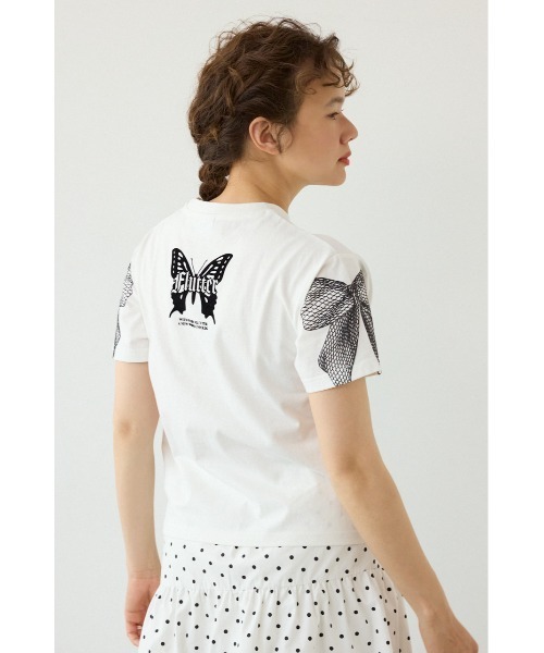 RODEO CROWNS WIDE BOWL(ロデオクラウンズワイドボウル)の「Ribon×Butterfly TEE(Tシャツ/カットソー・レディース・オフホワイト/パープル/ライトブルー/ブラック・SMALL/MEDIUM)」の7枚目の写真