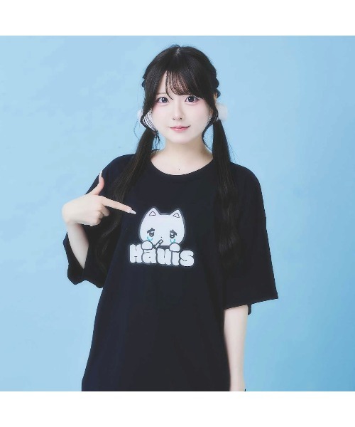 Hauls(ハウルズ)の「どどーん!BIGTEE(Tシャツ/カットソー・レディース・ホワイト/ブラック/ピンク/サックスブルー・FREE)」の2枚目の写真