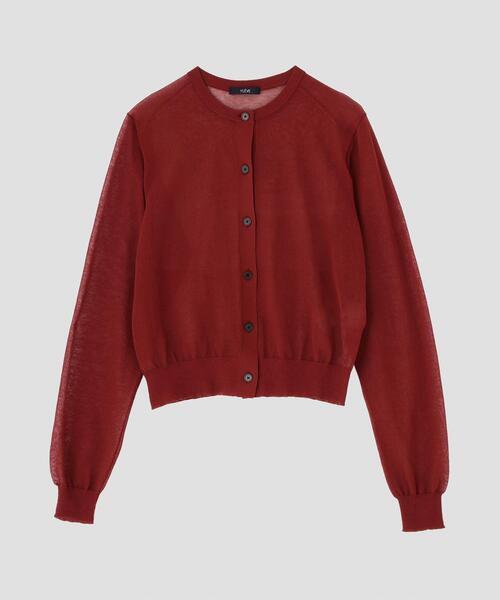 YLEVE(イレーヴ)の「YLEVE / SHEER RIB KNIT CARDIGAN(カーディガン/ボレロ・レディース・パープル/レッド/ブルー/ネイビー・1)」の6枚目の写真