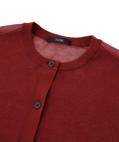 YLEVE(イレーヴ)の「YLEVE / SHEER RIB KNIT CARDIGAN(カーディガン/ボレロ・レディース・パープル/レッド/ブルー/ネイビー・1)」の7枚目の写真