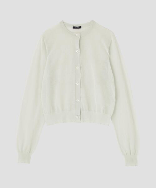 YLEVE(イレーヴ)の「YLEVE / SHEER RIB KNIT CARDIGAN(カーディガン/ボレロ・レディース・パープル/レッド/ブルー/ネイビー・1)」の13枚目の写真
