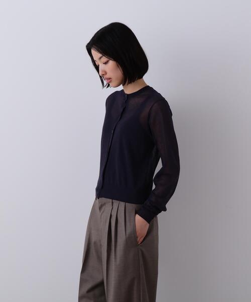 YLEVE(イレーヴ)の「YLEVE / SHEER RIB KNIT CARDIGAN(カーディガン/ボレロ・レディース・パープル/レッド/ブルー/ネイビー・1)」の16枚目の写真