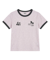 MORF シンボル ユニコーン リンガー 半袖 Tシャツ メランジピンク