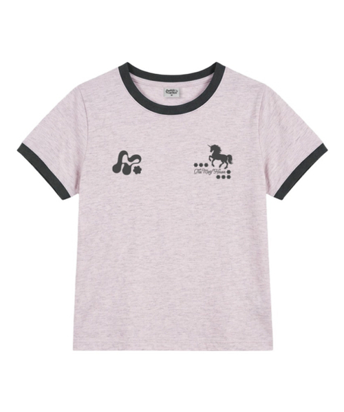 THEMORFHOUSE(ザモーフハウス)の「MORF シンボル ユニコーン リンガー 半袖 Tシャツ メランジピンク(Tシャツ/カットソー・レディース・その他・MEDIUM)」の1枚目の写真