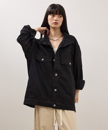 OLUN バルーンショートデニムジャケット ブラック balloon short denim jacket/バルーンショートデニムジャケット