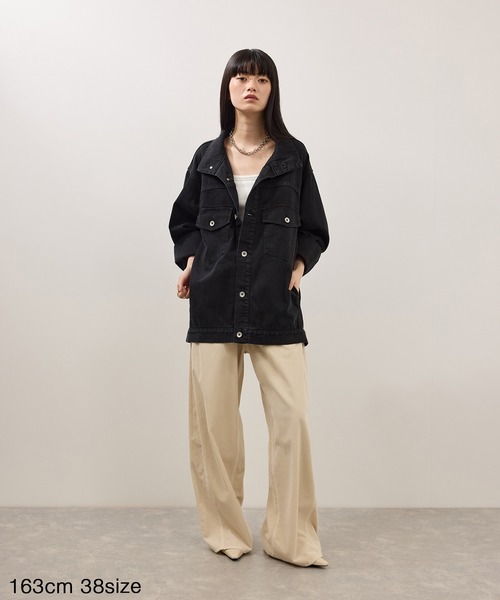 ADAM ET ROPE'(アダムエロペ)の「【WEB限定】・【定番】スタンドネックデニムジャケット(デニムジャケット・レディース・ブルー/ブルー系その他2/ブラック・36/38)」の20枚目の写真