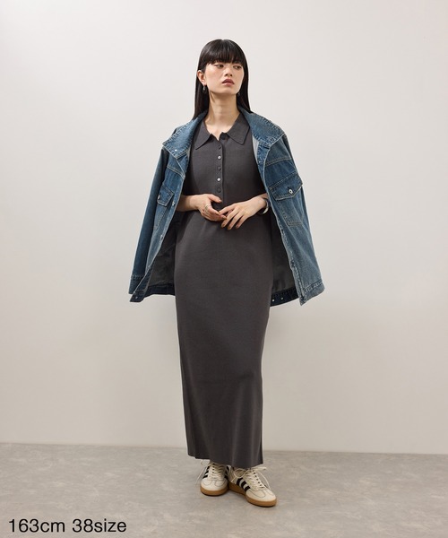 ADAM ET ROPE'(アダムエロペ)の「【WEB限定】・【定番】スタンドネックデニムジャケット(デニムジャケット・レディース・ブルー/ブルー系その他2/ブラック・36/38)」の22枚目の写真