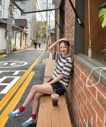 ipugo（イプゴ）の「ipugo/イプゴ マルチボーダー オーバーサイズTシャツ 2026夏物 夏服（Tシャツ/カットソー）」