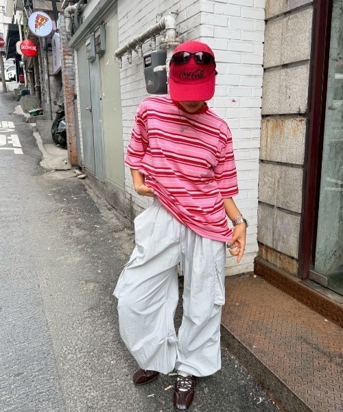 ipugo(イプゴ)の「ipugo/イプゴ マルチボーダー オーバーサイズTシャツ 2026秋物 秋服 2026年秋冬(Tシャツ/カットソー・レディース・ピンク/ネイビー・FREE)」の13枚目の写真