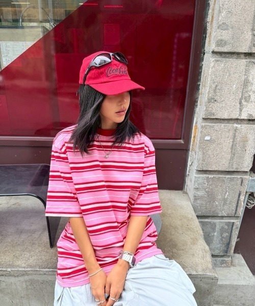 ipugo(イプゴ)の「ipugo/イプゴ マルチボーダー オーバーサイズTシャツ 2026秋物 秋服 2026年秋冬(Tシャツ/カットソー・レディース・ピンク/ネイビー・FREE)」の20枚目の写真