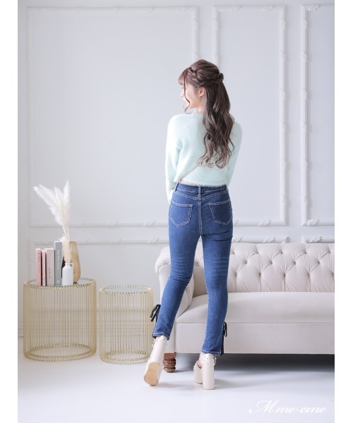 M me eme(エムミーエメ)の「Ribbon skinny denim (eme10128)(デニムパンツ・レディース・ブルー・XS)」の20枚目の写真